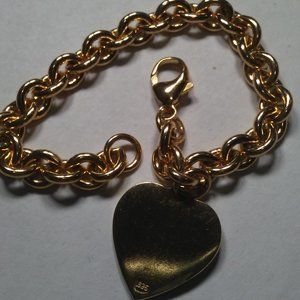 925 Sterling Silver Vermeil Heart charm bracelet